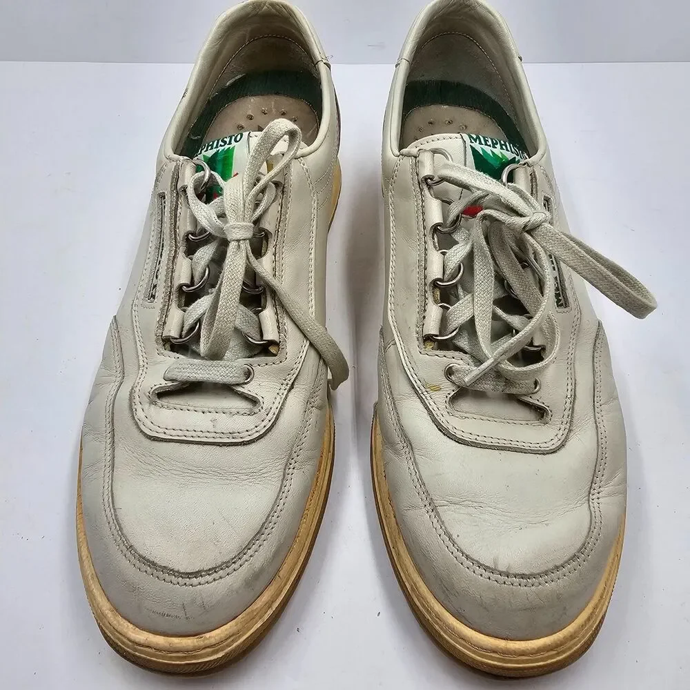 Mephisto Match Leather Oxford Walking Shoes Womens 11 Ivory Bone Trainer Sneaker